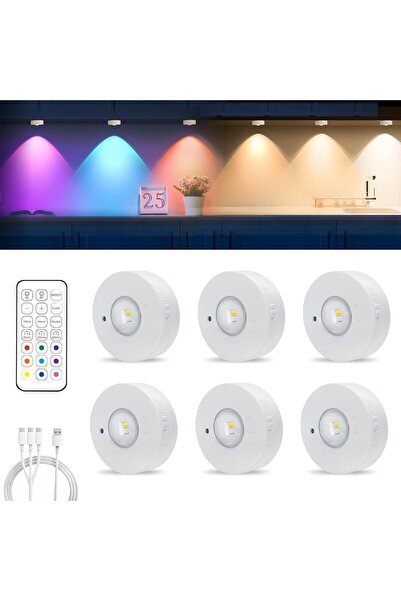 STARSTAR 6-piece cabinet lighting set, wireless magnetic charging LED, 3 colo...