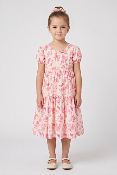 NANETTE LEPORE Kids Girl 2 Pcs Floral Print Dress With Scrunchies, Multicolor