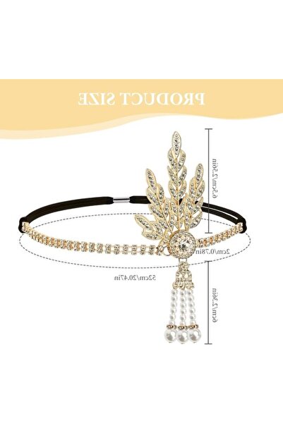 STARSTAR Elegant Leaf Headband with Vintage Tassels and Rhinestones for Theme...