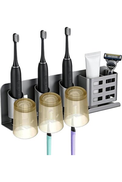 STARSTAR Electric toothbrush wall mount, 3 slots, self-adhesive aluminum bath...
