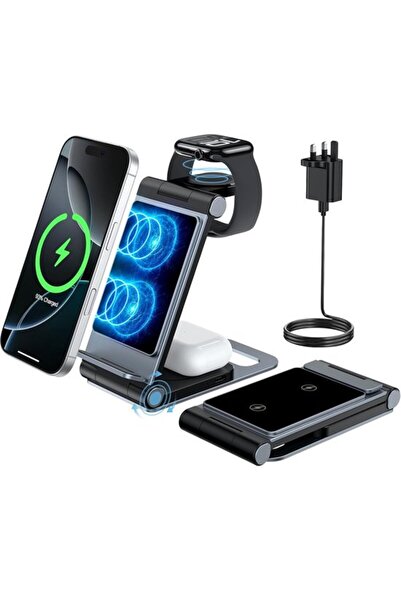 STARSTAR 3-in-1 foldable travel wireless charging station for iPhone 17 16 15...