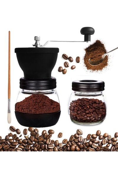 STARSTAR Manual Coffee Grinder Manual Spice Grinder Glass Jars Ceramic Burr A...