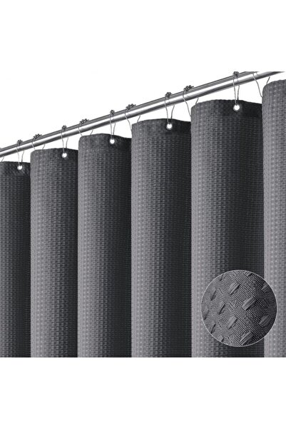 Morvena Picks Perdea de duș impermeabilă din fibră de carbon cu model tip fag...