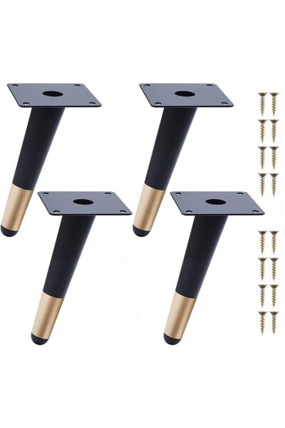 Generic Brand Set 4 Picioare Metalice Conice 15 cm pentru Mobilier, Negre și ...
