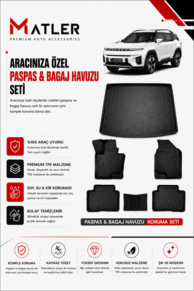 Ssangyong Torres EVX 2024 Model 5D Havuzlu Paspas Ve Bagaj Havuzu Set