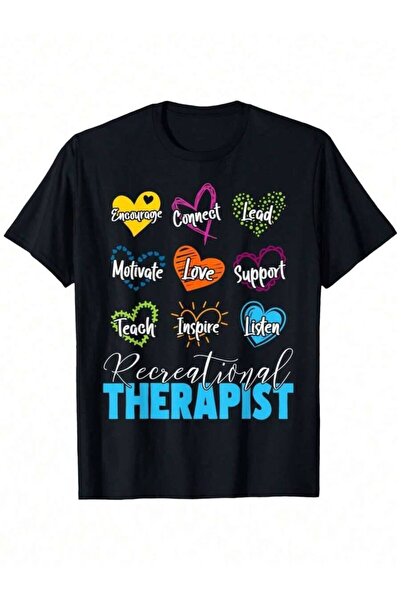 KYMC07 % Cotton Recreational Therapist-Shirt Unisex Casual Tee With Heart Mot...