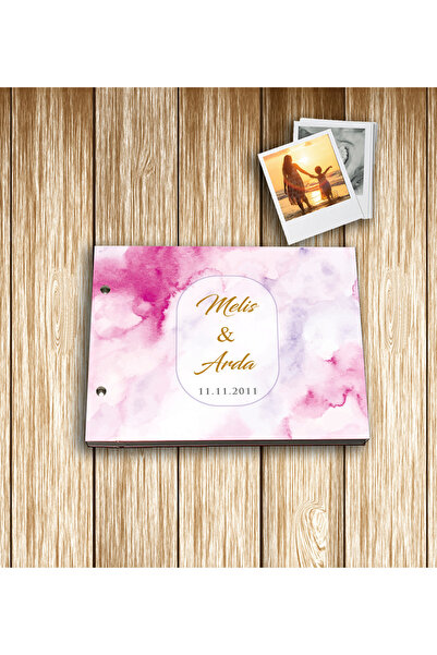 Kendin Yap Anı Defteri Scrapbook Fotoğraf Albümü | 20x25 cm | 12 Yaprak 24 Sayfa Siyah Kalın Kağıt | Vidalı Tasarım | 24 Sticker Fotoğraf + Beyaz Jel Kalem Hediyeli