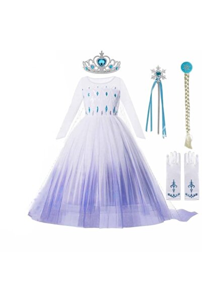 Funny Party Shop Set costum de carnaval Elsa Frozen 2, cu pelerină și accesor...