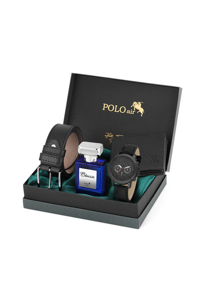 Poloair Deri Kordon Romen Rakamlı Klasik Erkek Kol Saati Cüzdan Kemer 55 ml P...