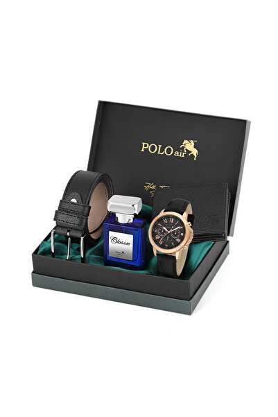 Poloair Deri Kordon Romen Rakamlı Klasik Erkek Kol Saati Cüzdan Kemer 55 ml P...