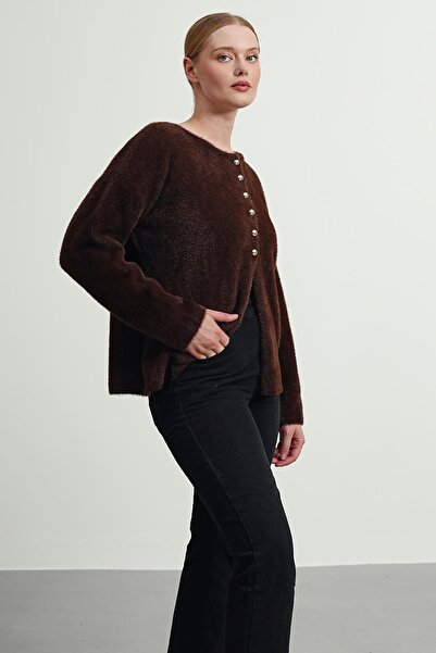 Gülce moda كارديجان نسائي ناعم بأزرار علوية من التريكو GLC1150