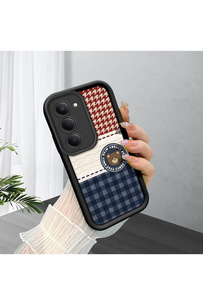 CHICASELUX Redmi 15 4G/5G Compatible Cute Bear Protective Case, Mix of Plaid ...