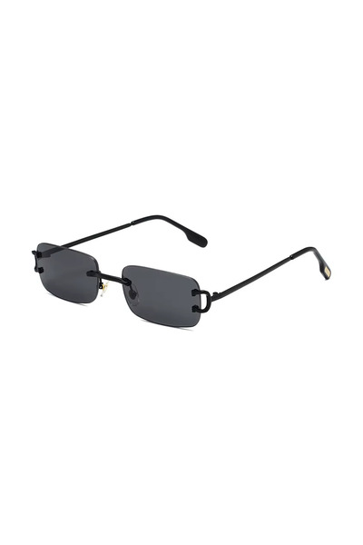Toz Vintage Zavone Black Metal Rectangular Rimless Vintage Retro Sunglasses