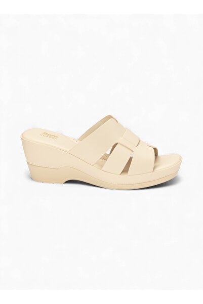 BATA Comfit Wedge Heel Slip-On Sandals with Overlapping Straps