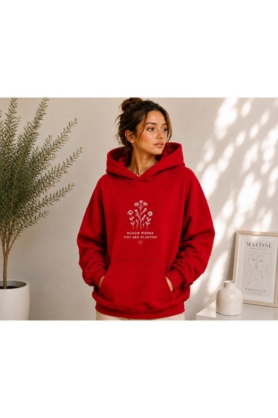TREND EMMODA Women's Bloom Printed Hooded Oversize Sweatshirt