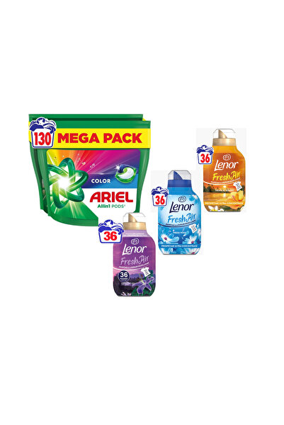 Ariel Package of 130 capsules Detergent Color + 3xLenor 504ml, 36 washes, con...