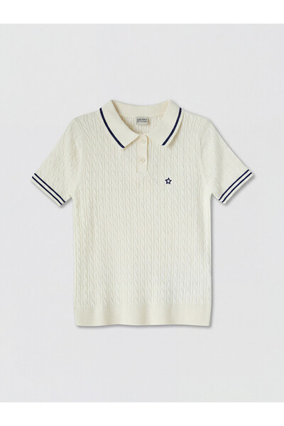 LC Waikiki Pulover tricotat pentru fete, brodat, cu guler polo