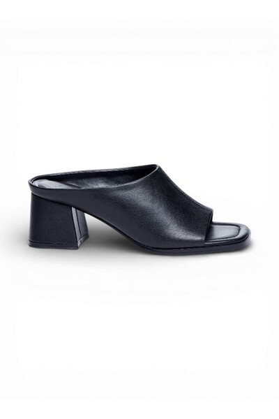 BATA Open Toe Block Heel Mule Shoes