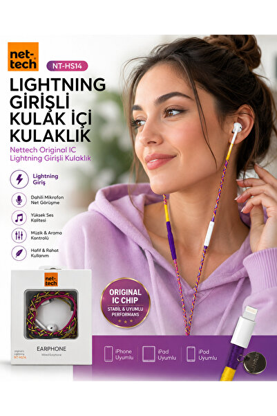 Nettech NT-HS14 Original IC Lightning Girişli Kulak İçi Kulaklık Mikrofonlu i...
