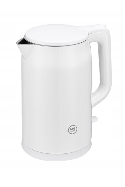 MG HOME Fierbător electric de 1.7 L cu carcasă dublă, alb, cu filtru anti-calcar