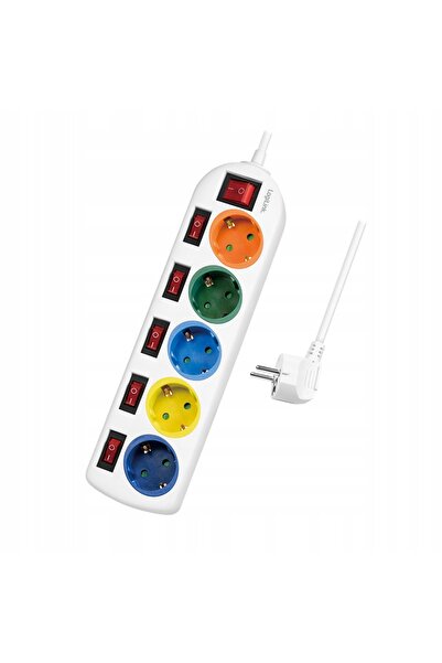 LogiLink Prelungitor 5 prize CEE 7/3 6 întrerupătoare 1,5m multicolor