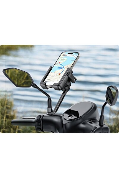 Baseus GOTRIP Suport telefon motocicletă cu prindere pe oglindă și amortizare...