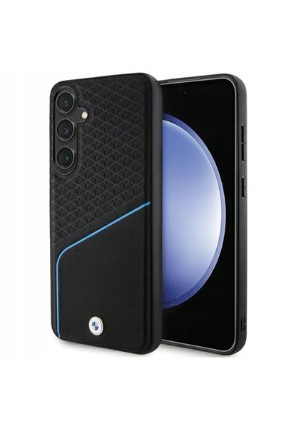 BMW Husă pentru Galaxy S24+, din piele cu textură și design cu linii, compati...