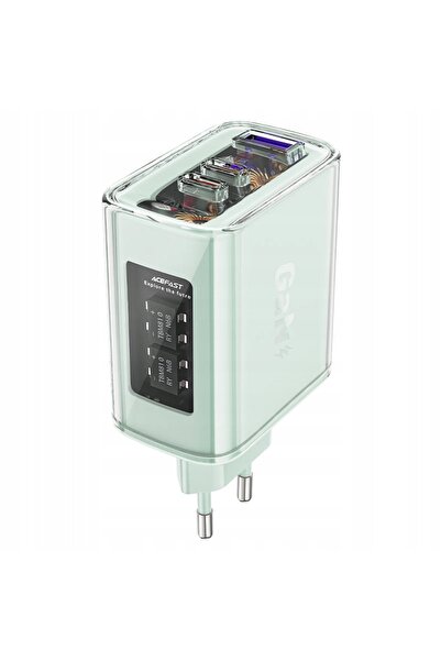 NO BRAND Încărcător de perete GaN 65W cu 3 porturi (1x USB, 2x USB-C) Verde