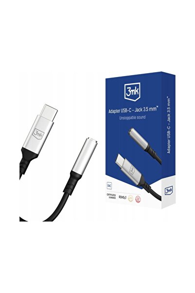 3MK Adaptor USB-C - Jack 3.5mm negru, tip mamă