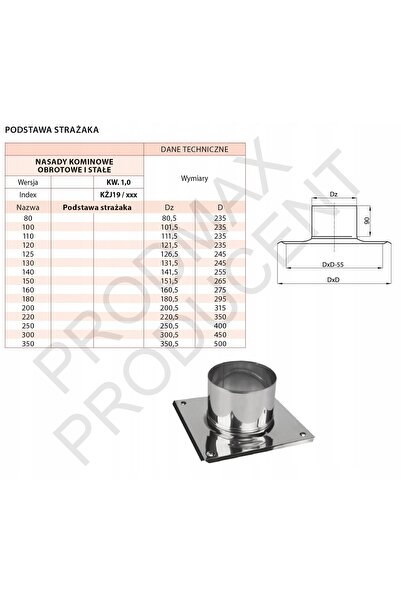 Prodmax Bază de pompieri Fi 200 żaro, bază pivotantă pentru coș de fum