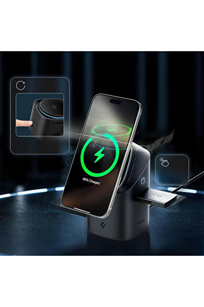 NO BRAND Spigen Essential EF223MS Încărcător prin inducție rotativ 3-în-1 Qi2...