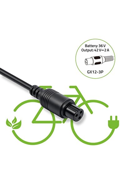 Qoltec Încărcător bicicletă electrică 36V |   42V |   2A |   GX12-3Pin + cablu