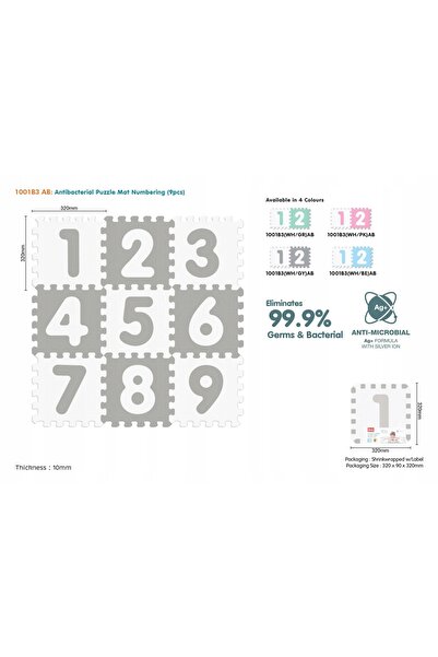 Ramiz Saltea din spumă moale antibacteriană, tip puzzle cu numere, 32 cm
