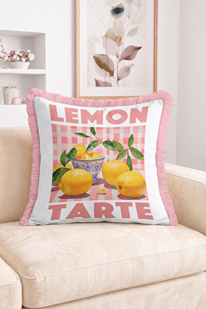 Realhomes Lemon Tarte Written Lemon and Leaf Figured Gingham Patterned Fringe...