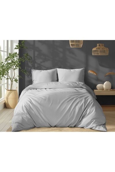 NO BRAND Set lenjerie de pat 3 piese, husă de pilotă 200x220cm, 2 fețe de per...