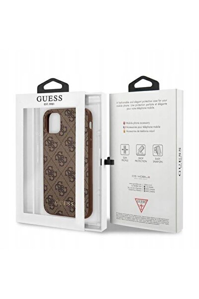 NO BRAND Husă pentru iPhone 11 / Xr, cu logo Guess 4G auriu metalic, din piele.