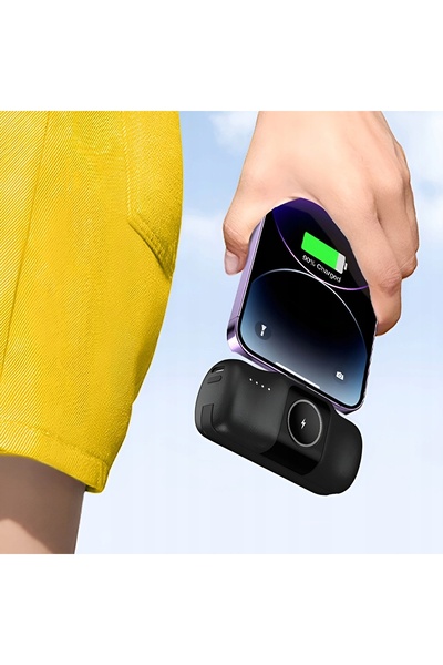 WOZINSKY Mini Power Bank 5000mAh 15W USB-C cu încărcător pentru Apple Watch N...
