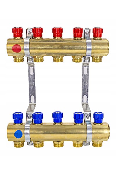 Perfexim Distribuitor de încălzire pentru radiator, cu 5 căi, cu robinete, di...