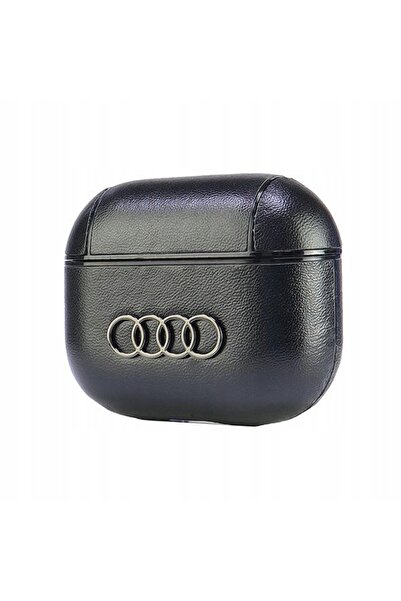 NO BRAND Husă Audi din piele cu logo mare pentru AirPods 3, negru, AU-AP3-GT/...