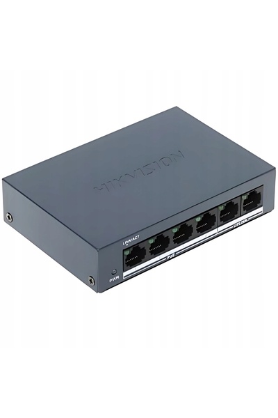 Hikvision Switch PoE 4x PoE + 2x Uplink 35W pentru camere și dispozitive video