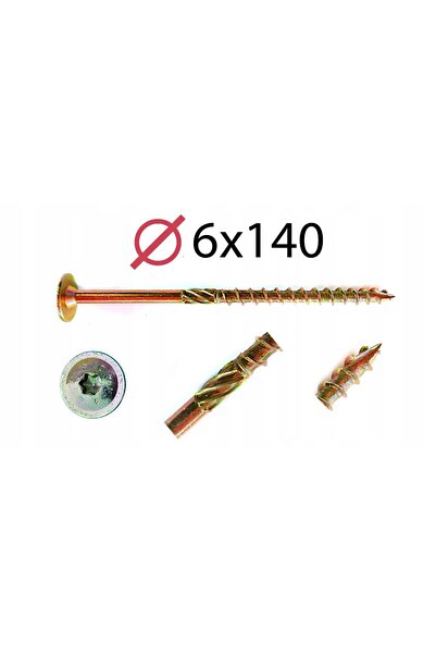 NO BRAND Șurub 6x140 (100 buc.) ciesielski cu cap plat Domax DMX