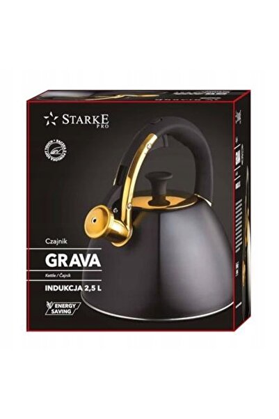 Starke Pro Aragaz cu inducție cu fluier, din oțel negru, Grava 2,5 l