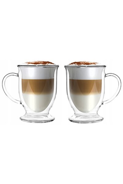 NO BRAND VIALLI Set 6 Căni de Sticlă cu Mâner, Termice, pentru Cafea, Latte, ...