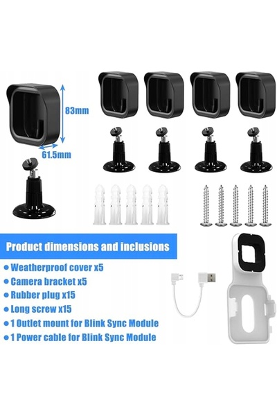 Blink SUPORT CAMERĂ EXTERIOR/INTERIOR REGLABIL 360 DE GRADE + HUSĂ 5 BUC. SUP...