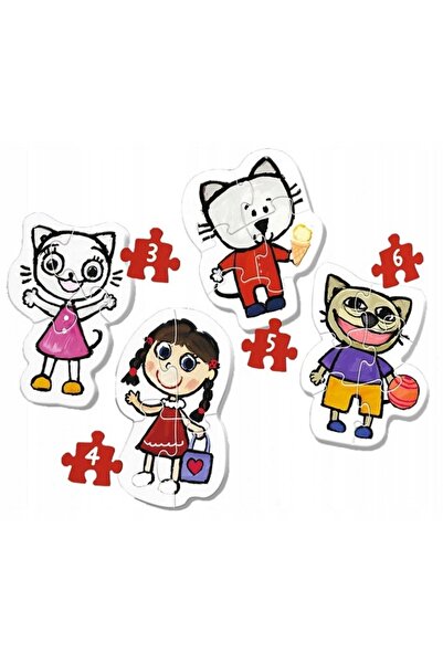 Trefl Puzzle Pisică Fericită 4 în 1 Clasic pentru Bebelusi Carton Gros Pentru