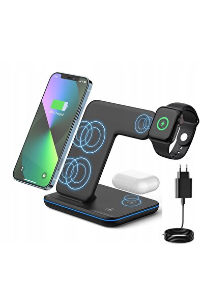 NO BRAND Stație de încărcare 3-în-1 pentru Apple Watch, AirPods și iPhone