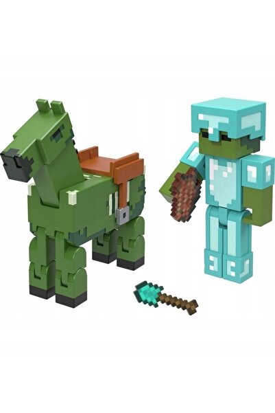 mattel FIGURINĂ MINECRAFT: Zombie în armură de diamant și cal zombie + acceso...
