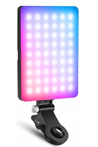 NO BRAND Lampă LED RGB 5W Selfie Vlog + Clemă pentru Telefon Smartphone 1/4 I...