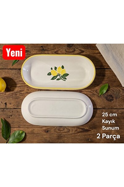Ganita home Plate Kayık Snack&Presentation&Breakfast 25 cm 2 Pieces Lemon