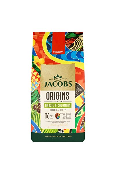 Jacobs Boabe de cafea Origins Fusion Brazilia și Columbia 2 x 1 kg